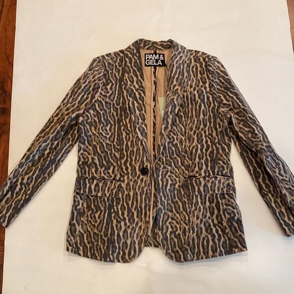 Pam and Gela Ocelot Leopard Blazer Size L - Picture 2 of 11